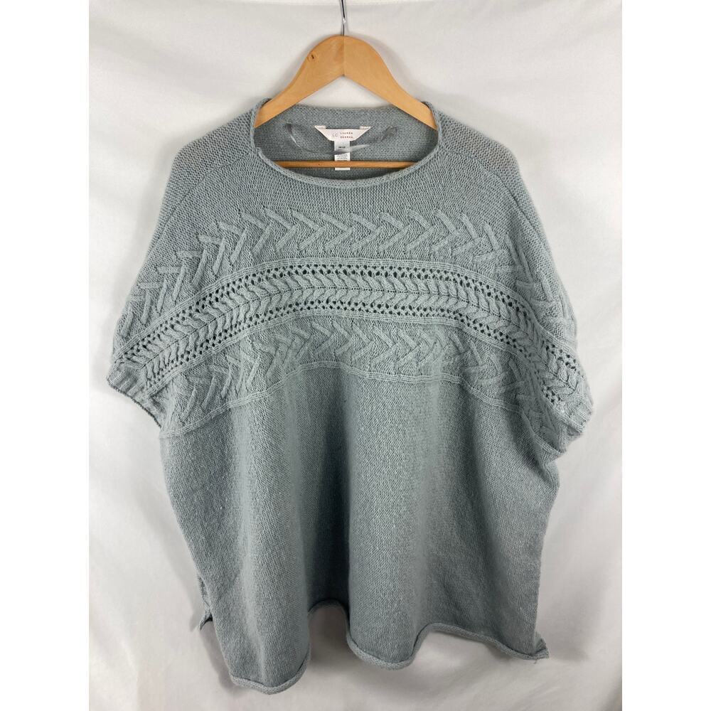 LC LAUREN CONRAD Chunky Knit Poncho sweater Grey Size OS